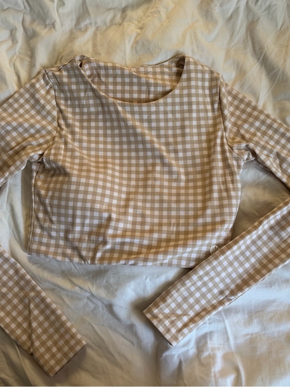 Astoria Activewear Gingham Long Sleeve Crop Top